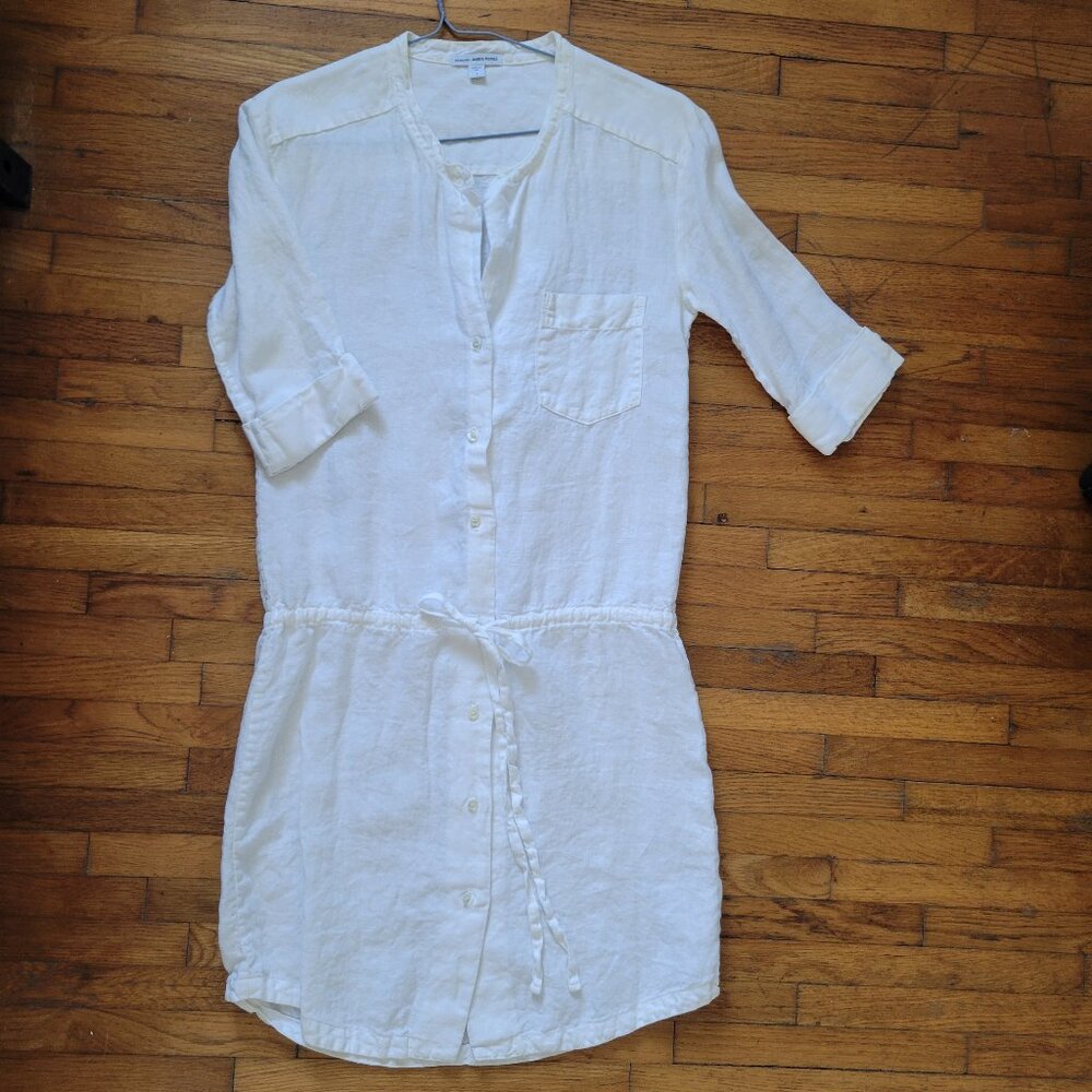 James Perse White Linen Button Down Dress